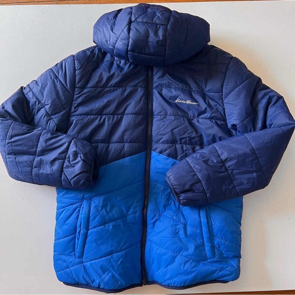 - Eddie Bauer reversible blue nylon/sherpa jacket